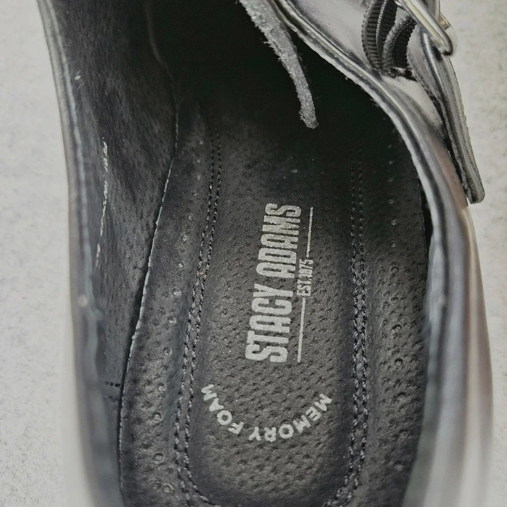 Stacy Adams Mens Black Desmond Cap Toe Monk Strap  Brogue Dress Shoes 10.5